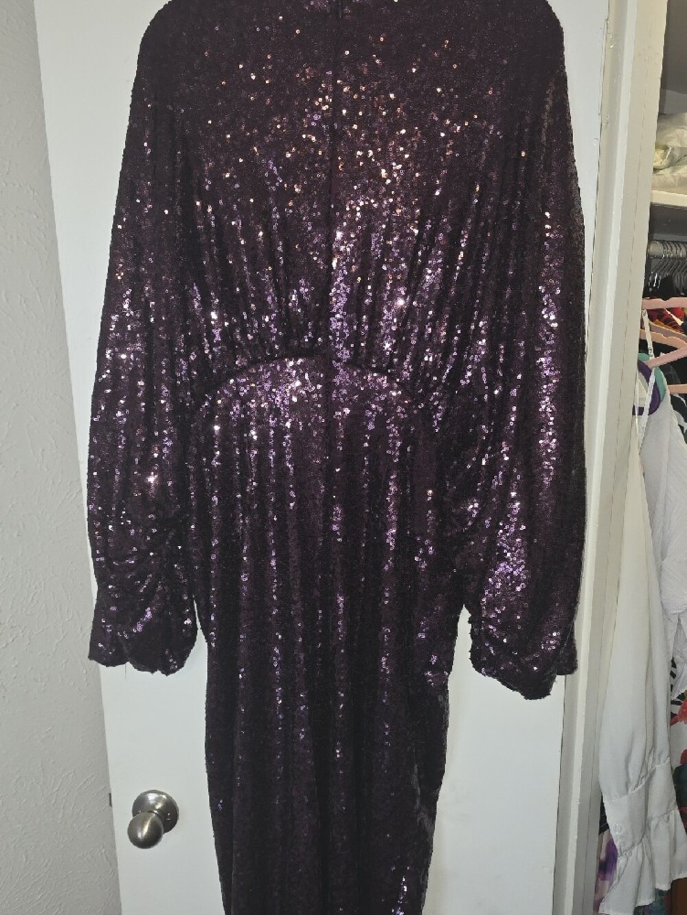 Eloquii Plum Sequin V-Neck Maxi Dress - Picture 6 of 8